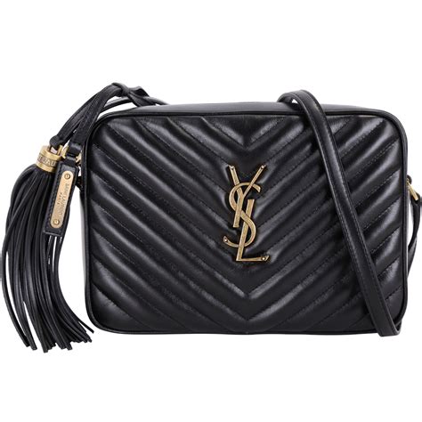 ysl 流蘇 相機 包 開 箱|可以放得下長夾嗎？YSL Lou 黑底金字相機包Camera leather .